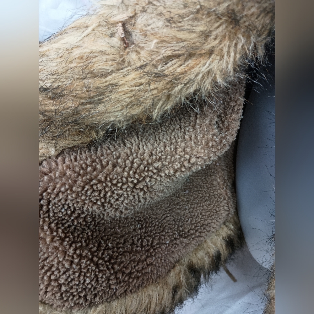 XOXO coatigan leather sherpa vintage brown Y2K‎  Winter Faux Fur Trimmed Jacket - Picture 5 of 12